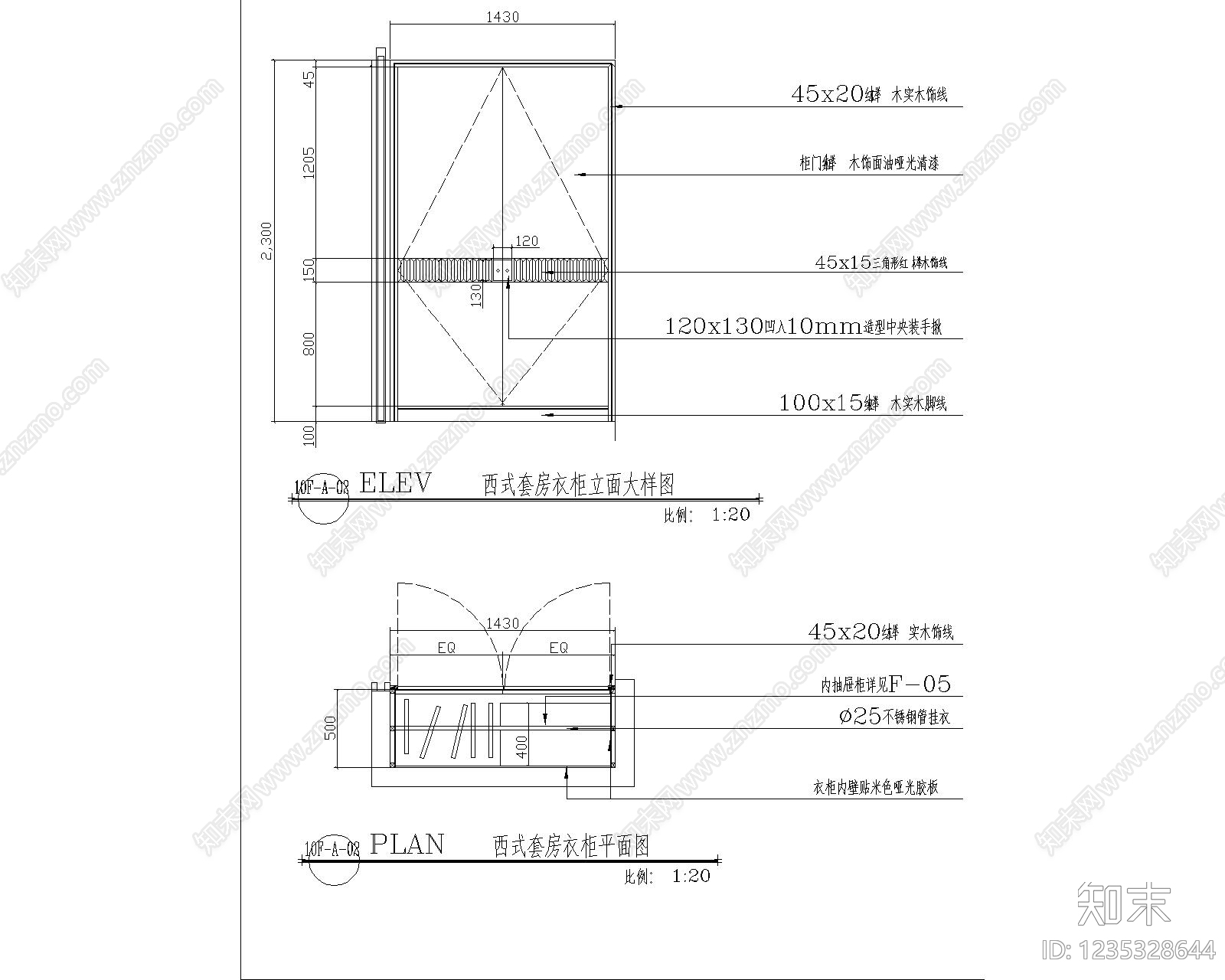 欧式柜体节点CAD图纸