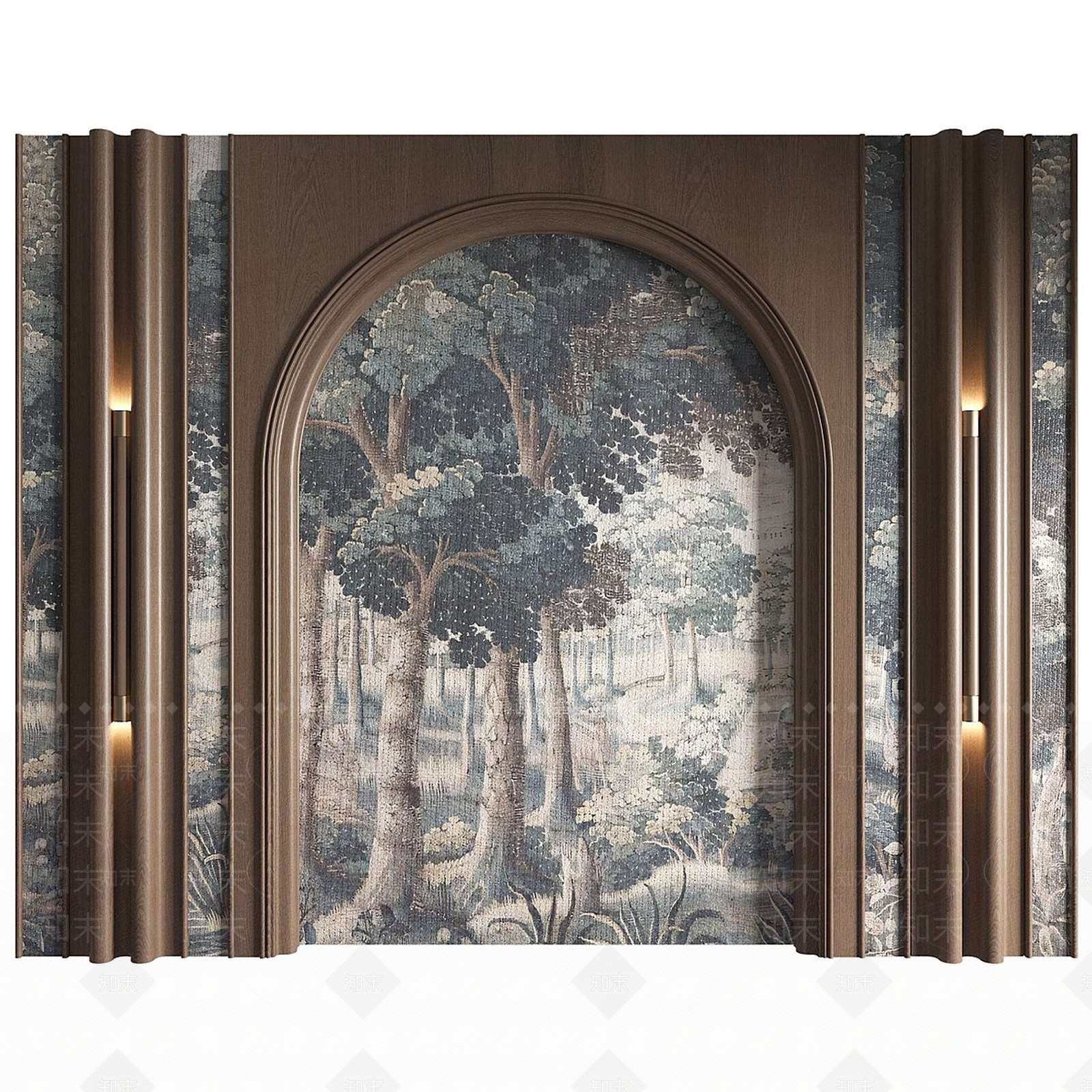 中古风床头背景墙3D模型下载【ID:1235342014】