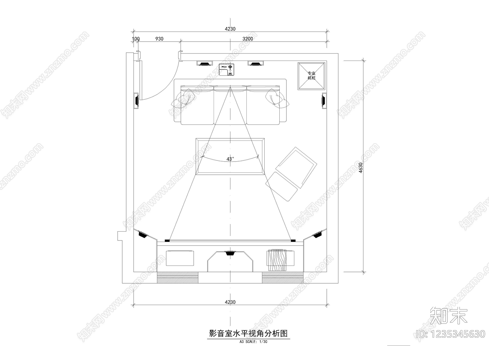 影音室cad施工图下载【ID:1235345630】