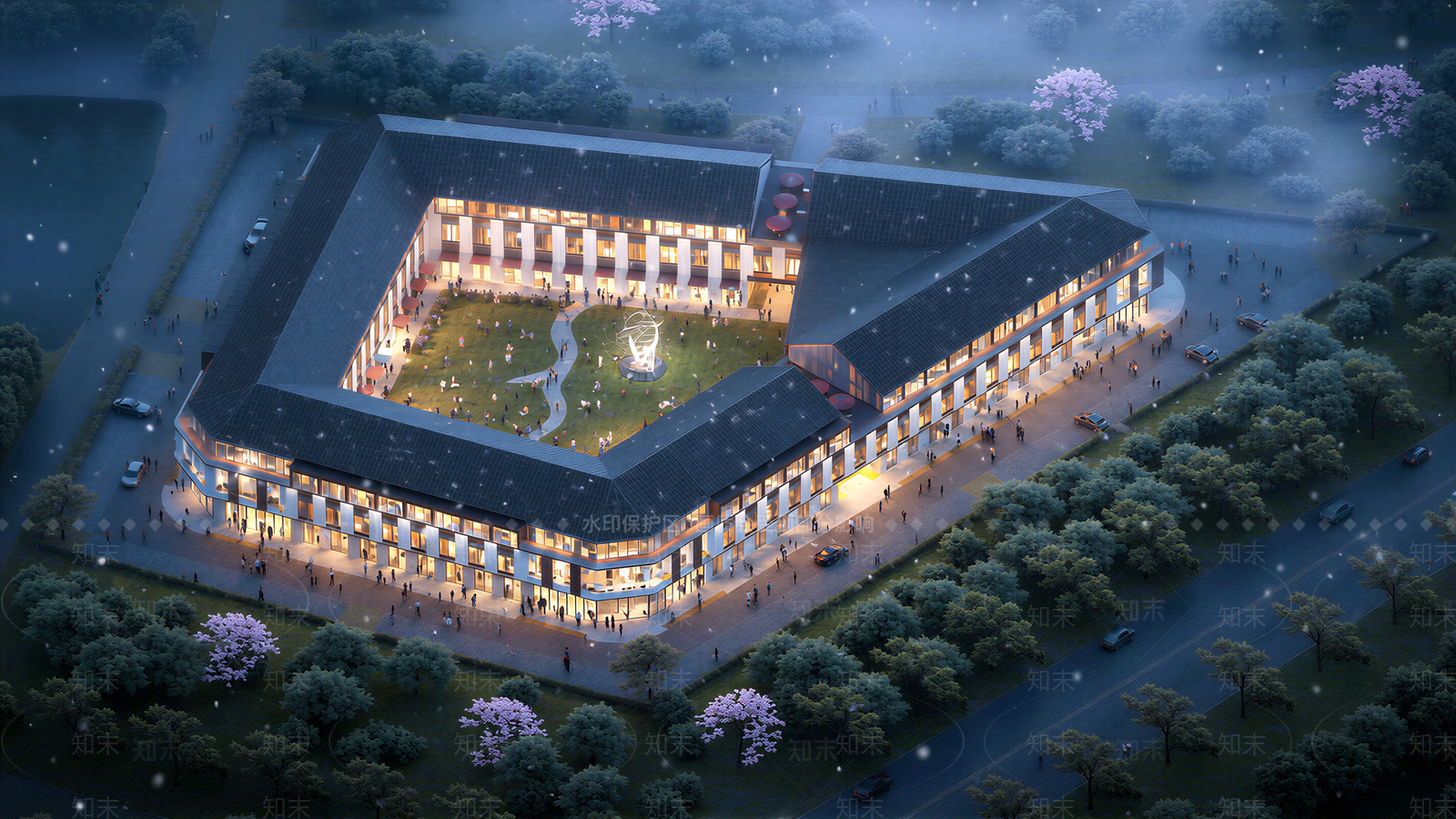 新中式商业街SU模型下载【ID:1235348225】