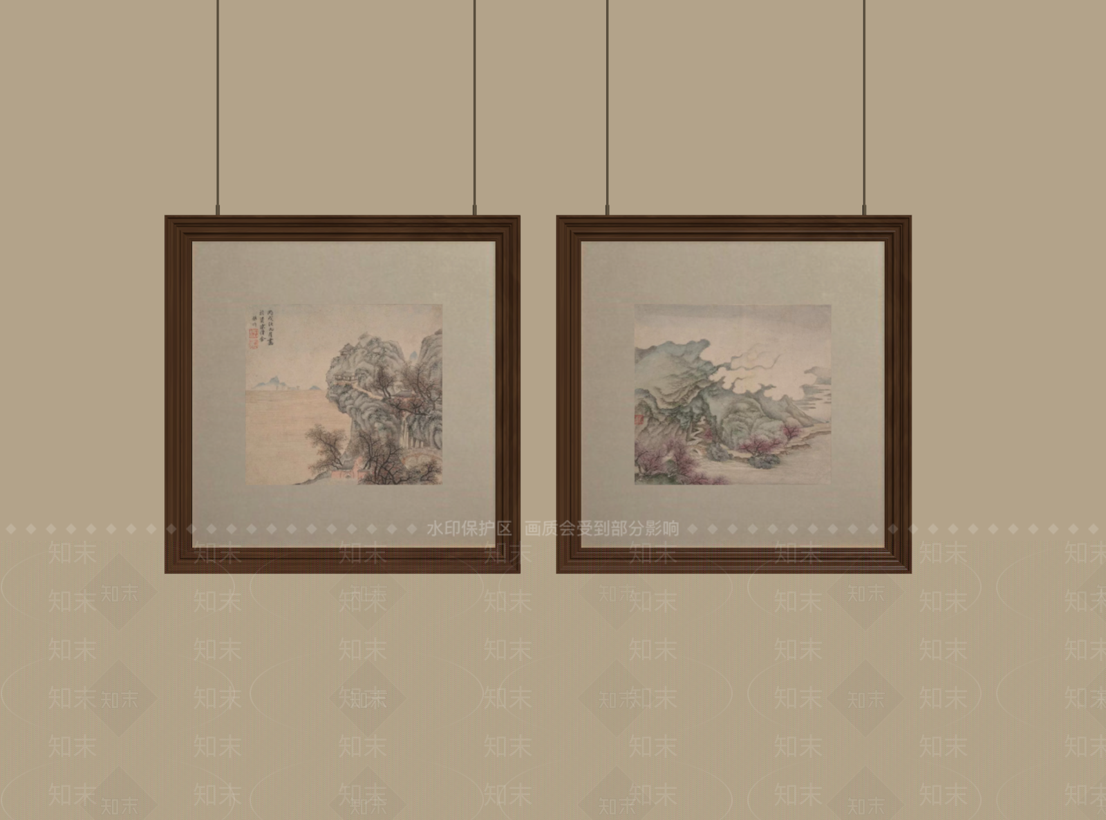 新中式山水画SU模型下载【ID:1235348194】