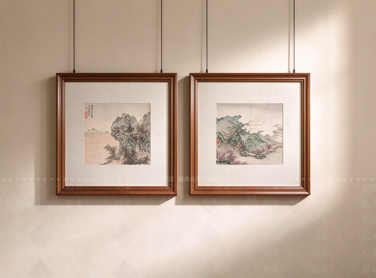 新中式山水画SU模型下载【ID:1235348194】