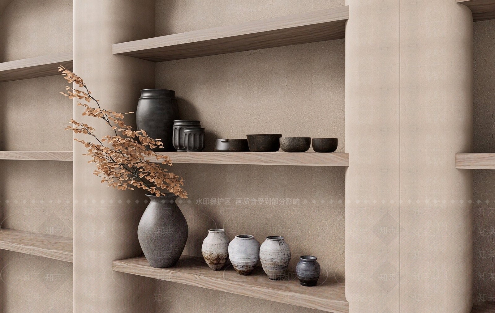 侘寂摆件组合SU模型下载【ID:1235348253】