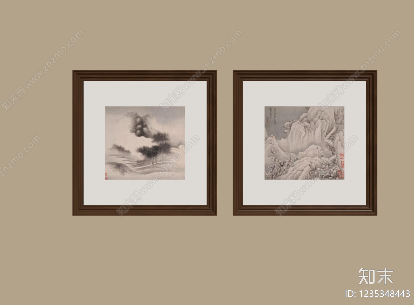 新中式山水画3D模型下载【ID:1235348443】