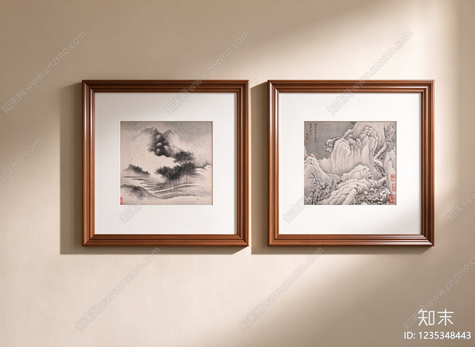 新中式山水画3D模型下载【ID:1235348443】