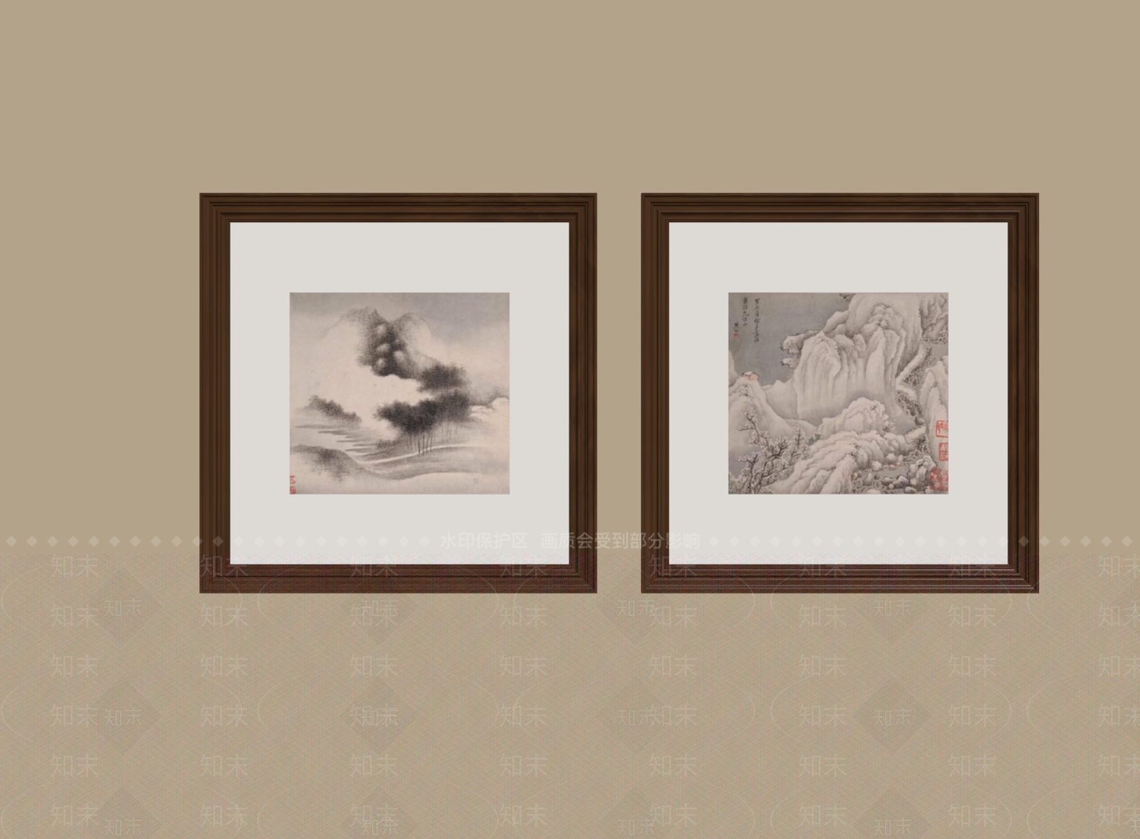 新中式山水画SU模型下载【ID:1235348447】
