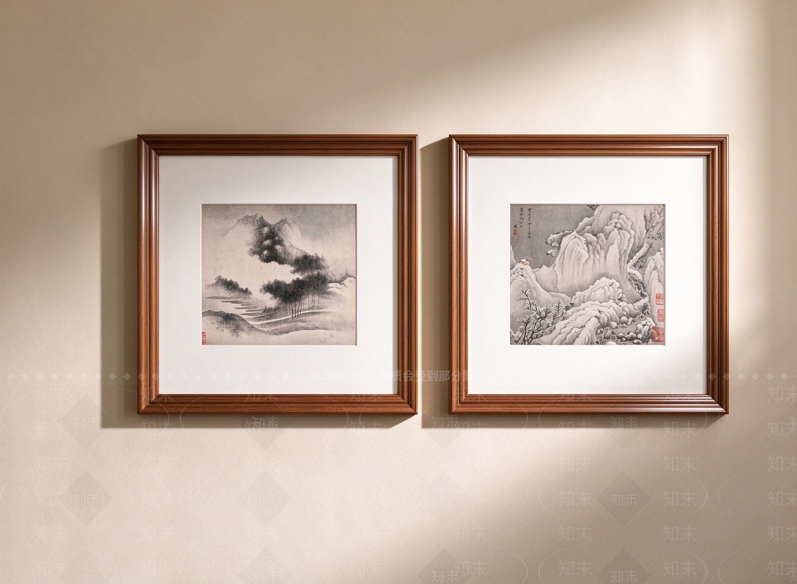 新中式山水画SU模型下载【ID:1235348447】