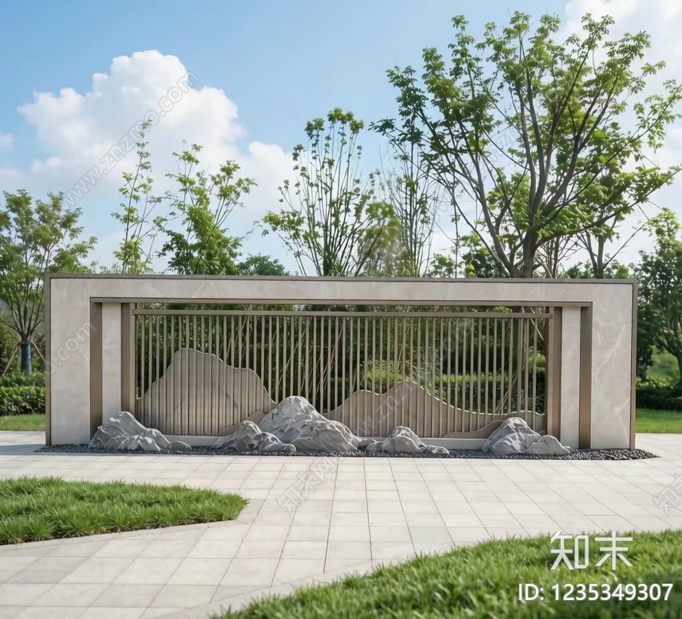 景墙cad施工图下载【ID:1235349307】
