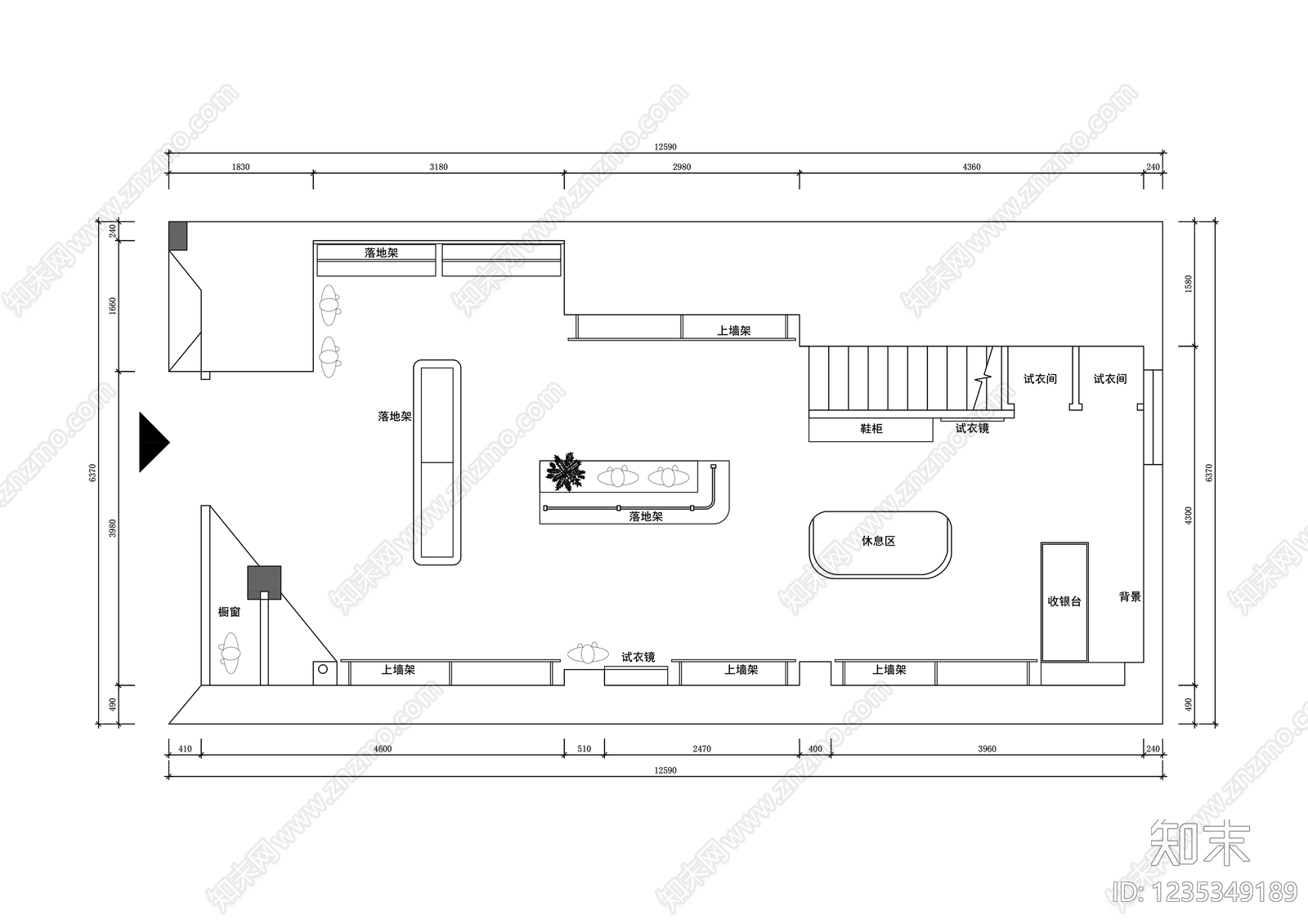 服装店cad施工图下载【ID:1235349189】