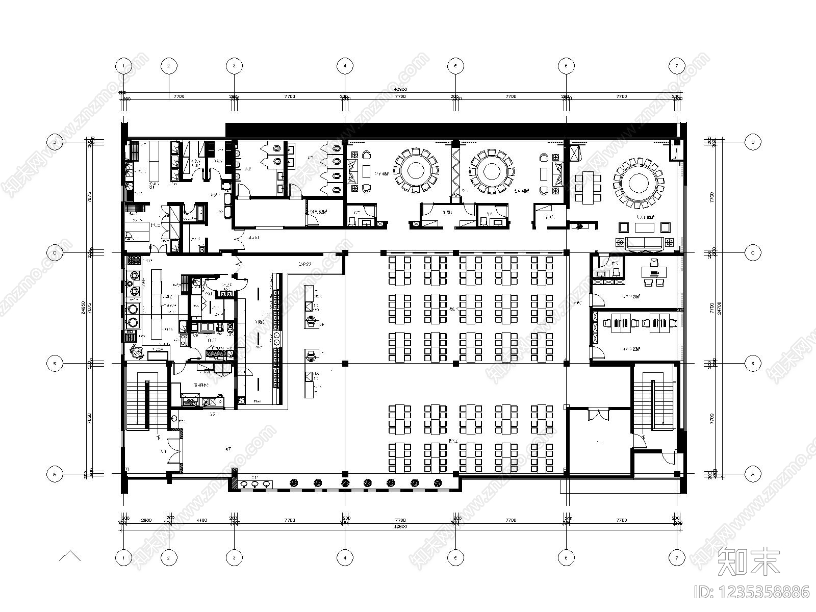 食堂cad施工图下载【ID:1235358886】