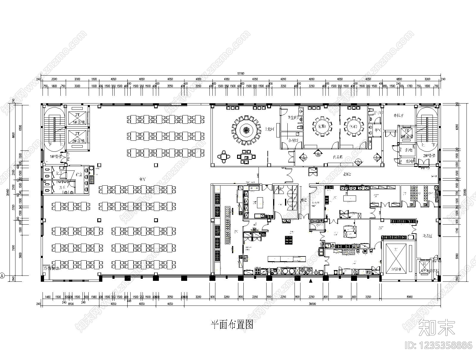 食堂cad施工图下载【ID:1235358886】