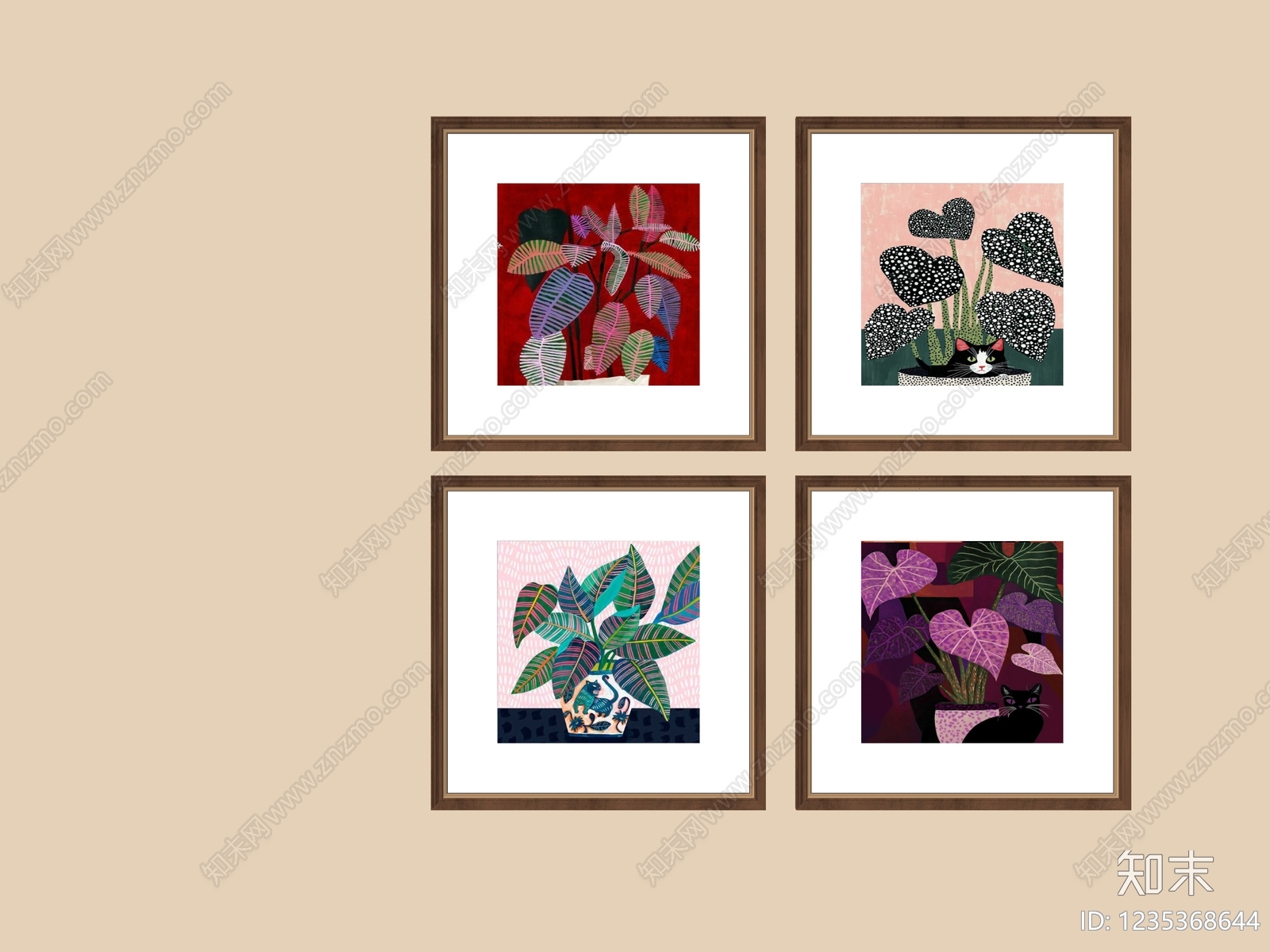 中古风挂画组合SU模型下载【ID:1235368644】