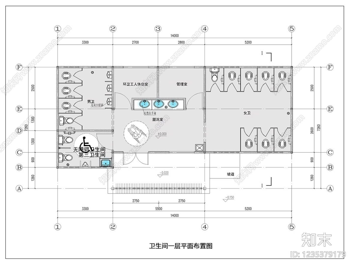 公共卫生间cad施工图下载【ID:1235379179】