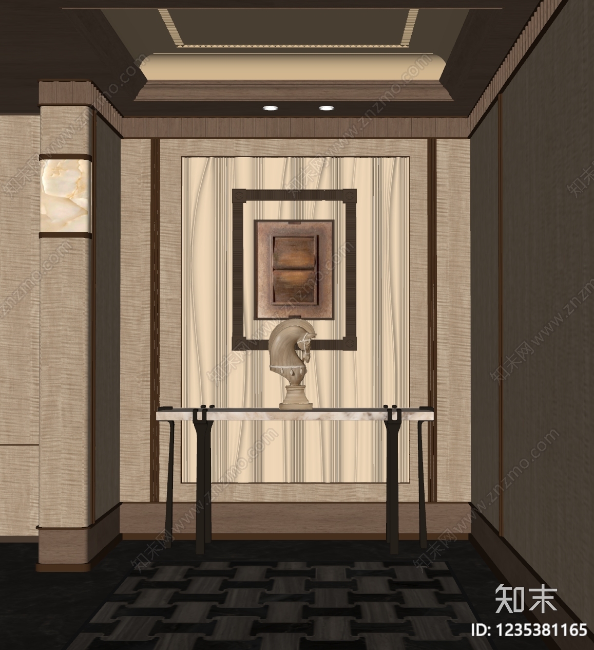轻奢酒店走廊SU模型下载【ID:1235381165】