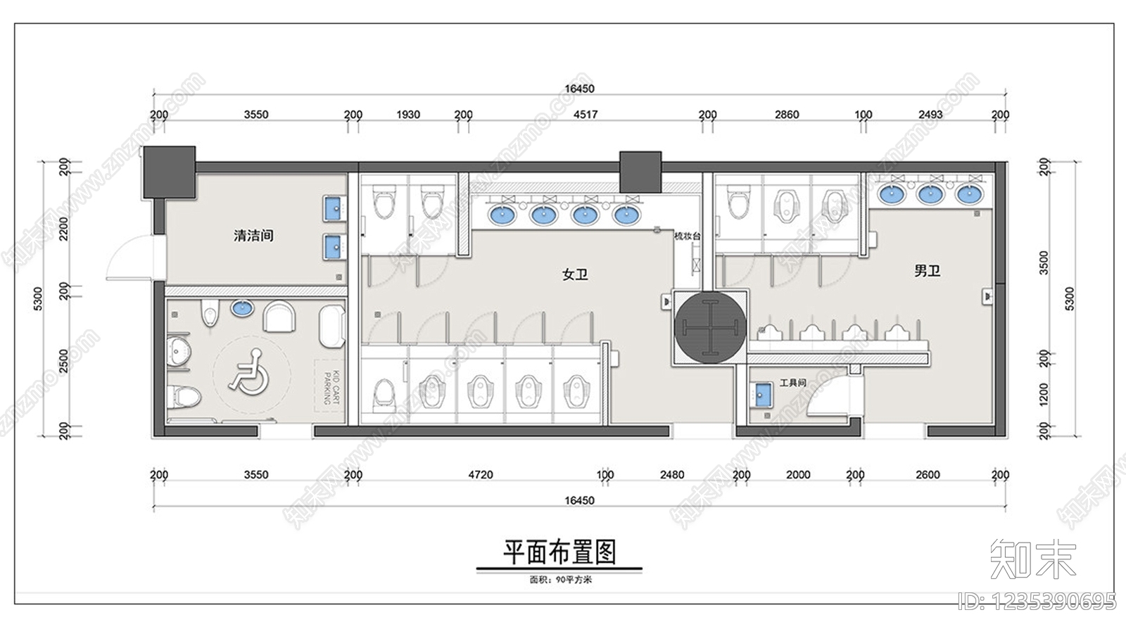 公共卫生间CAD图纸