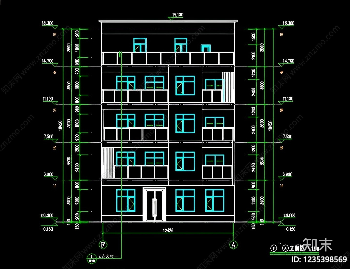 别墅建筑cad施工图下载【ID:1235398569】