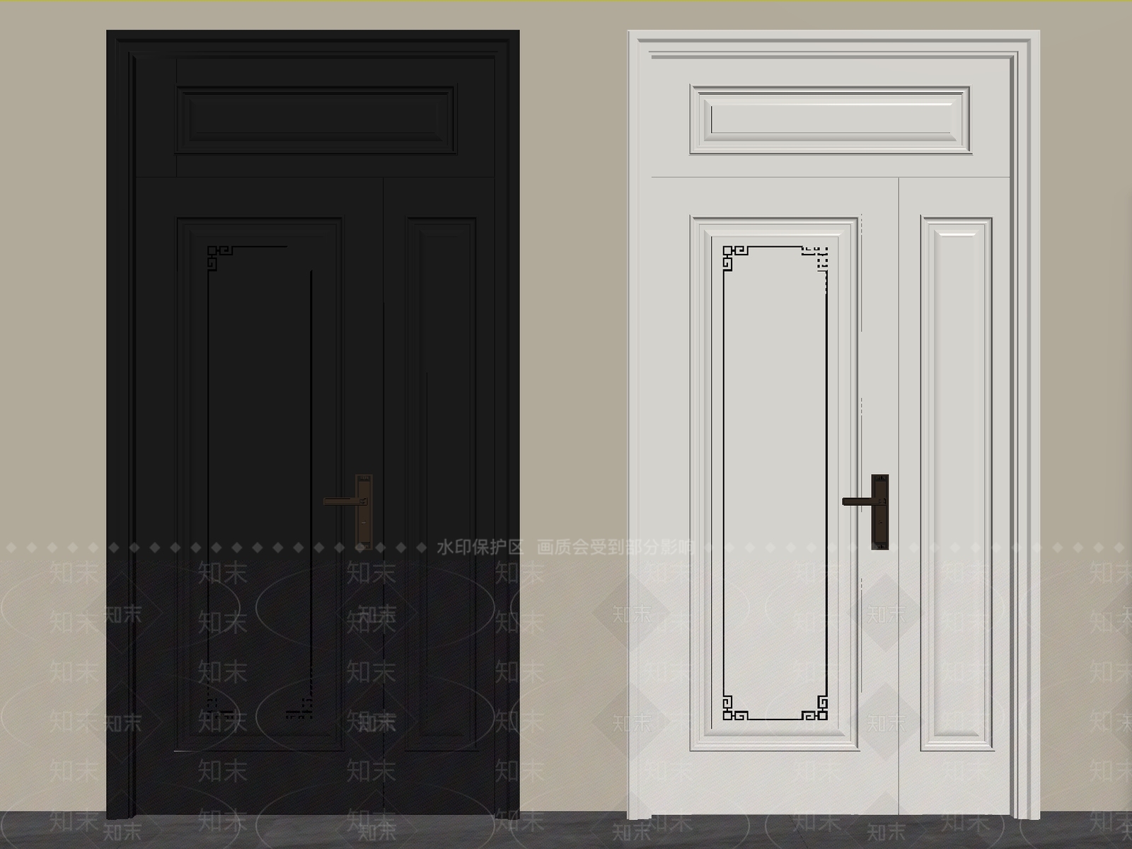 新中式双开门3D模型下载【ID:1235406326】