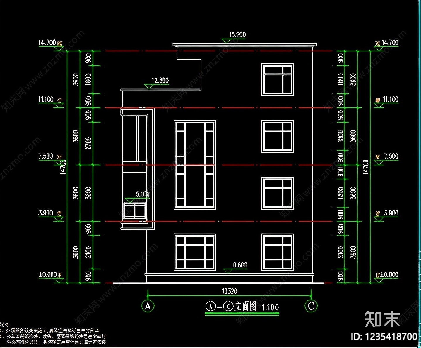 别墅建筑cad施工图下载【ID:1235418700】