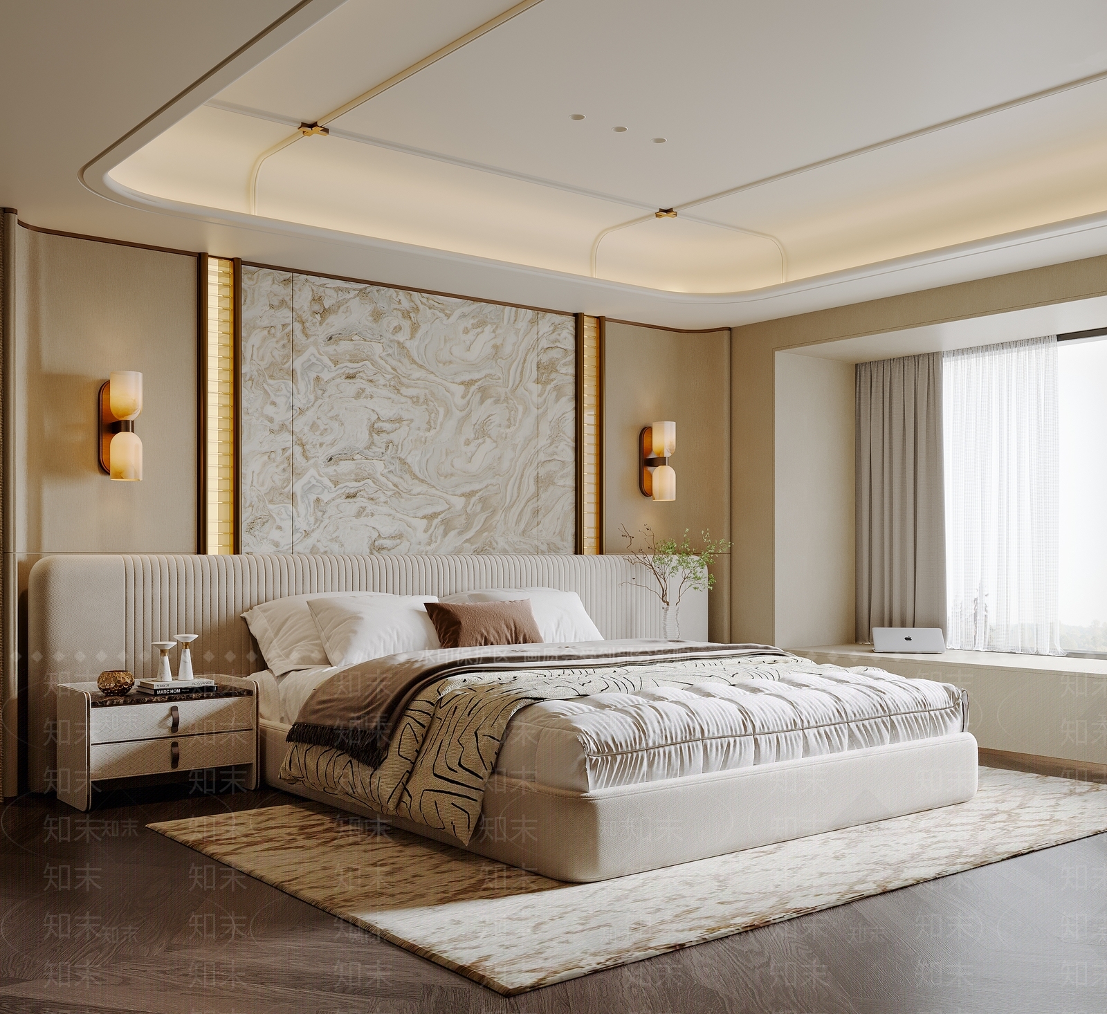 轻奢主卧SU模型下载【ID:1235419618】
