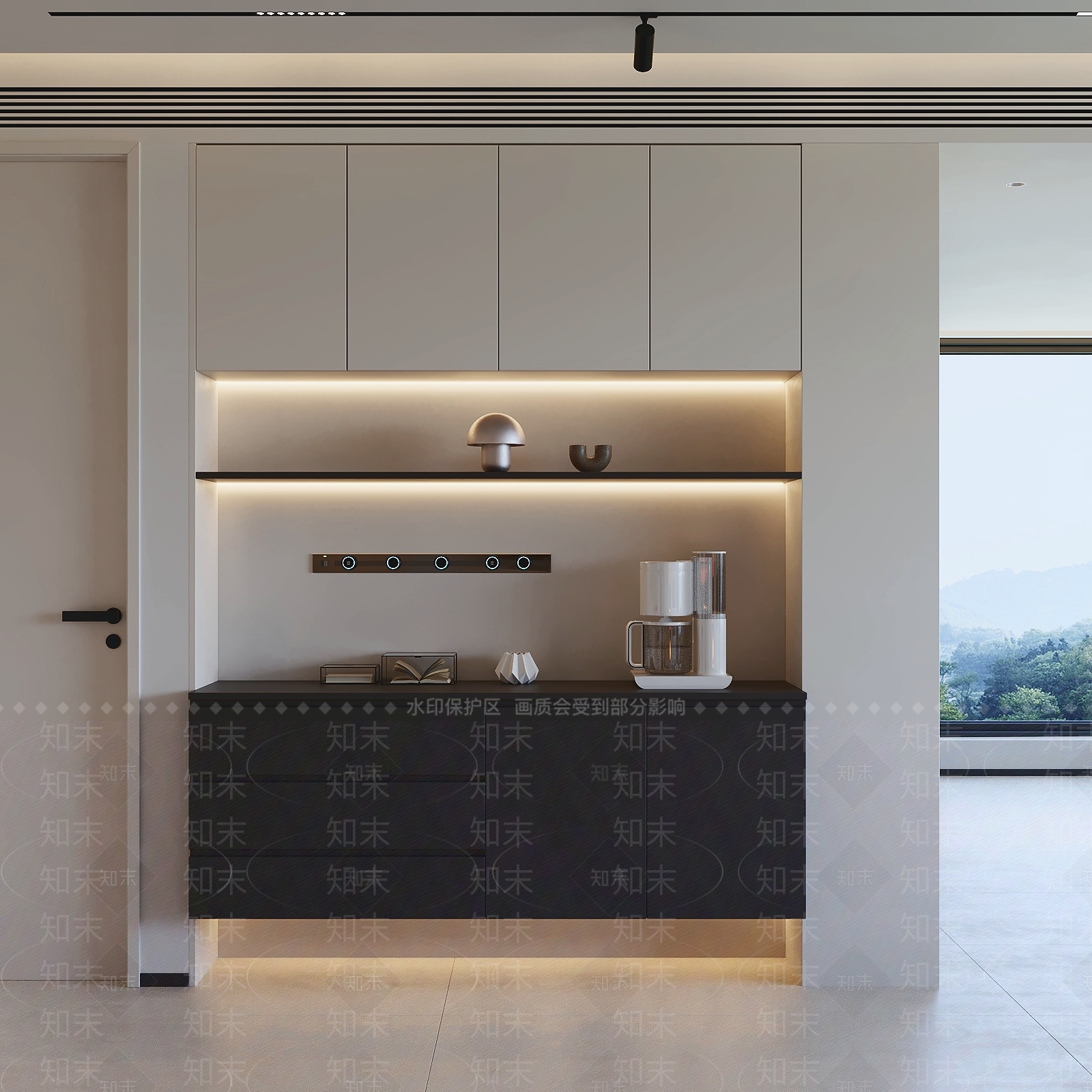 现代简约餐边柜SU模型下载【ID:1235421123】