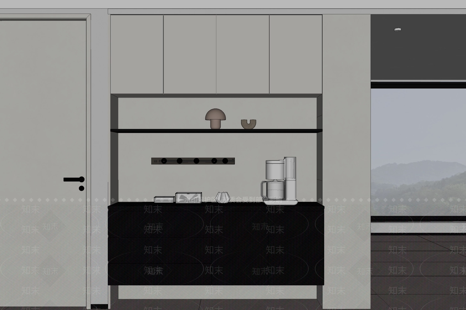 现代简约餐边柜SU模型下载【ID:1235421123】