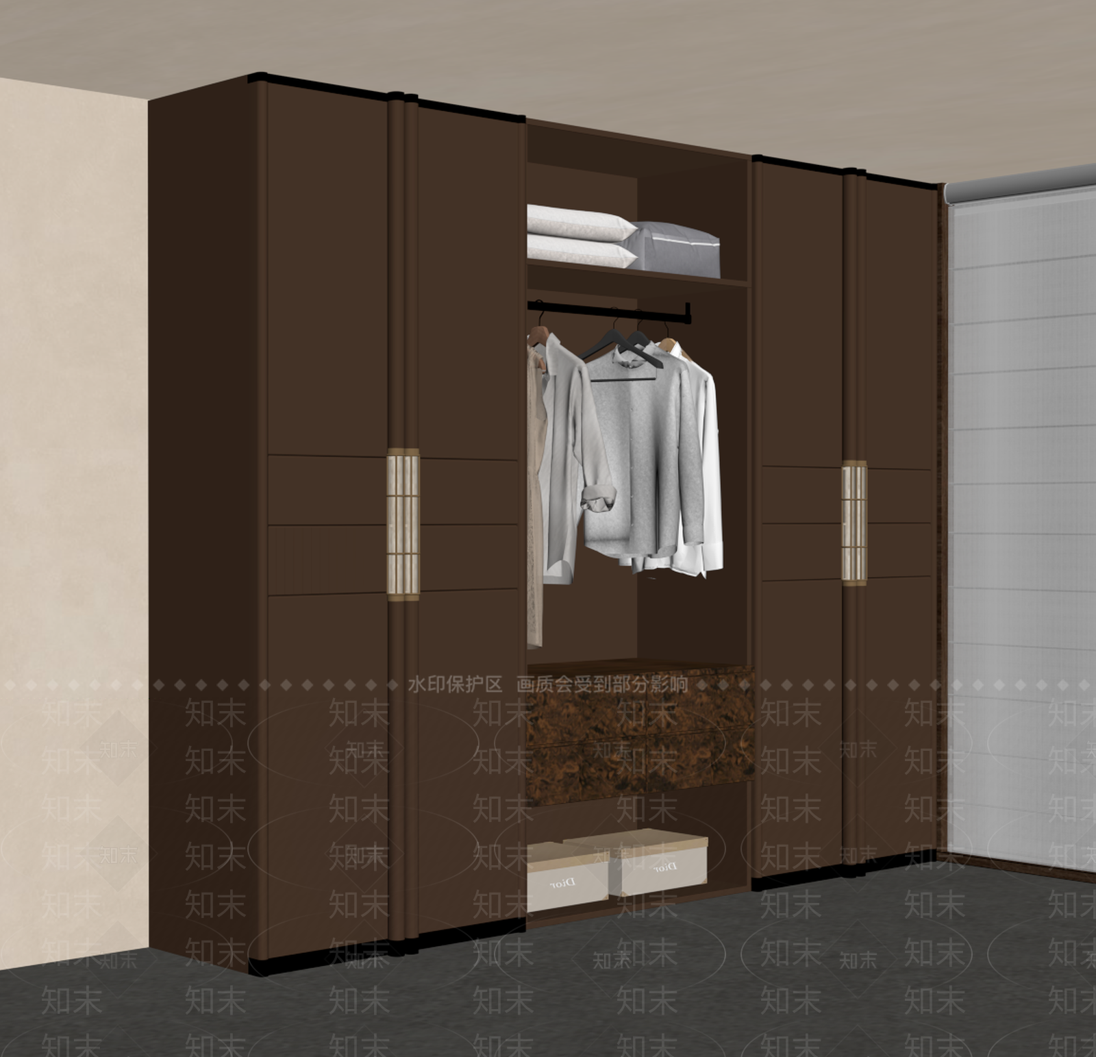 新中式衣柜SU模型下载【ID:1235428786】