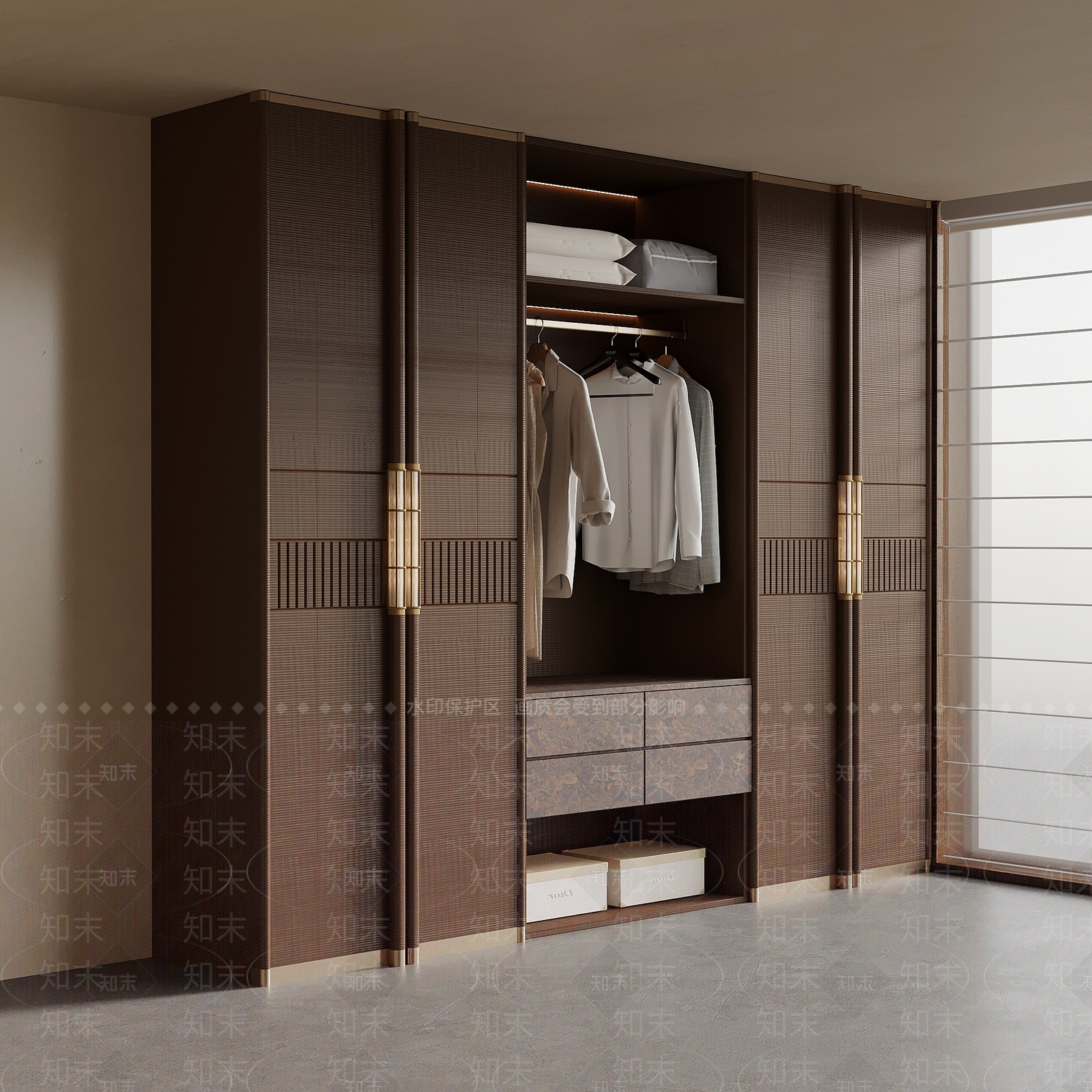新中式衣柜SU模型下载【ID:1235428786】