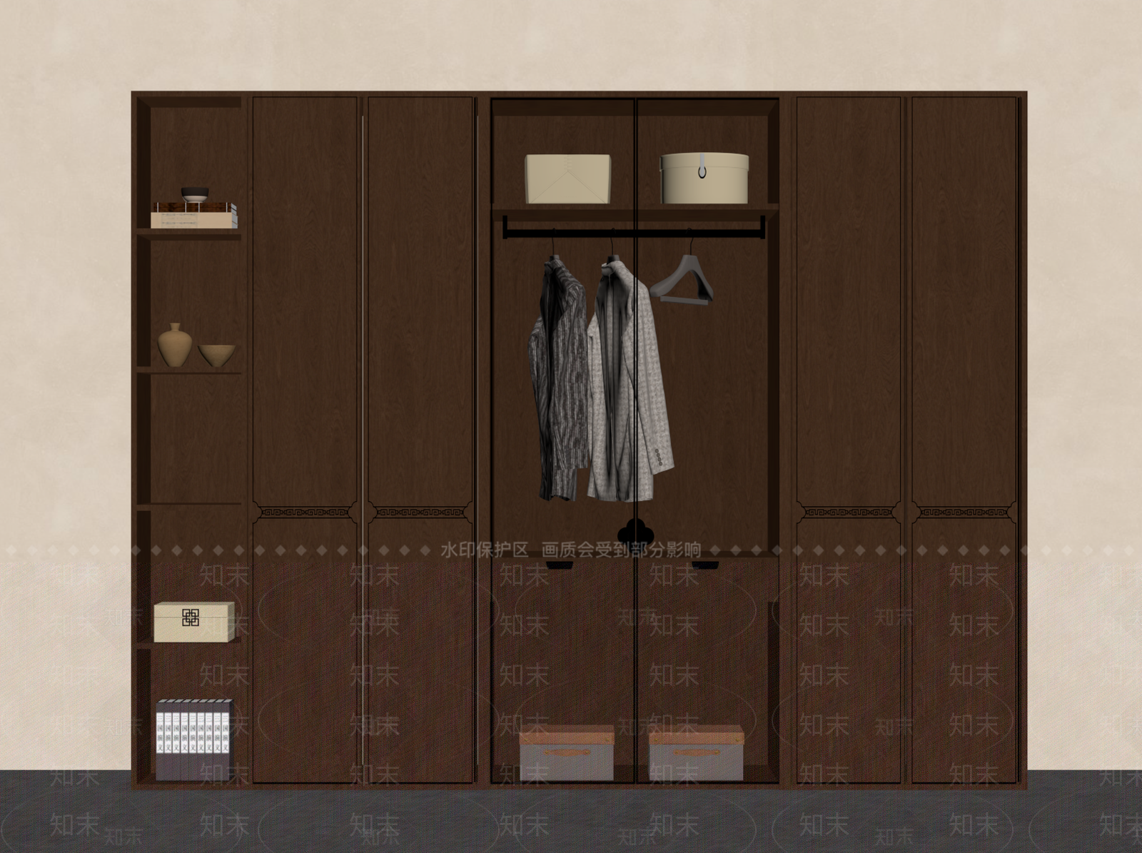 新中式衣柜SU模型下载【ID:1235429571】
