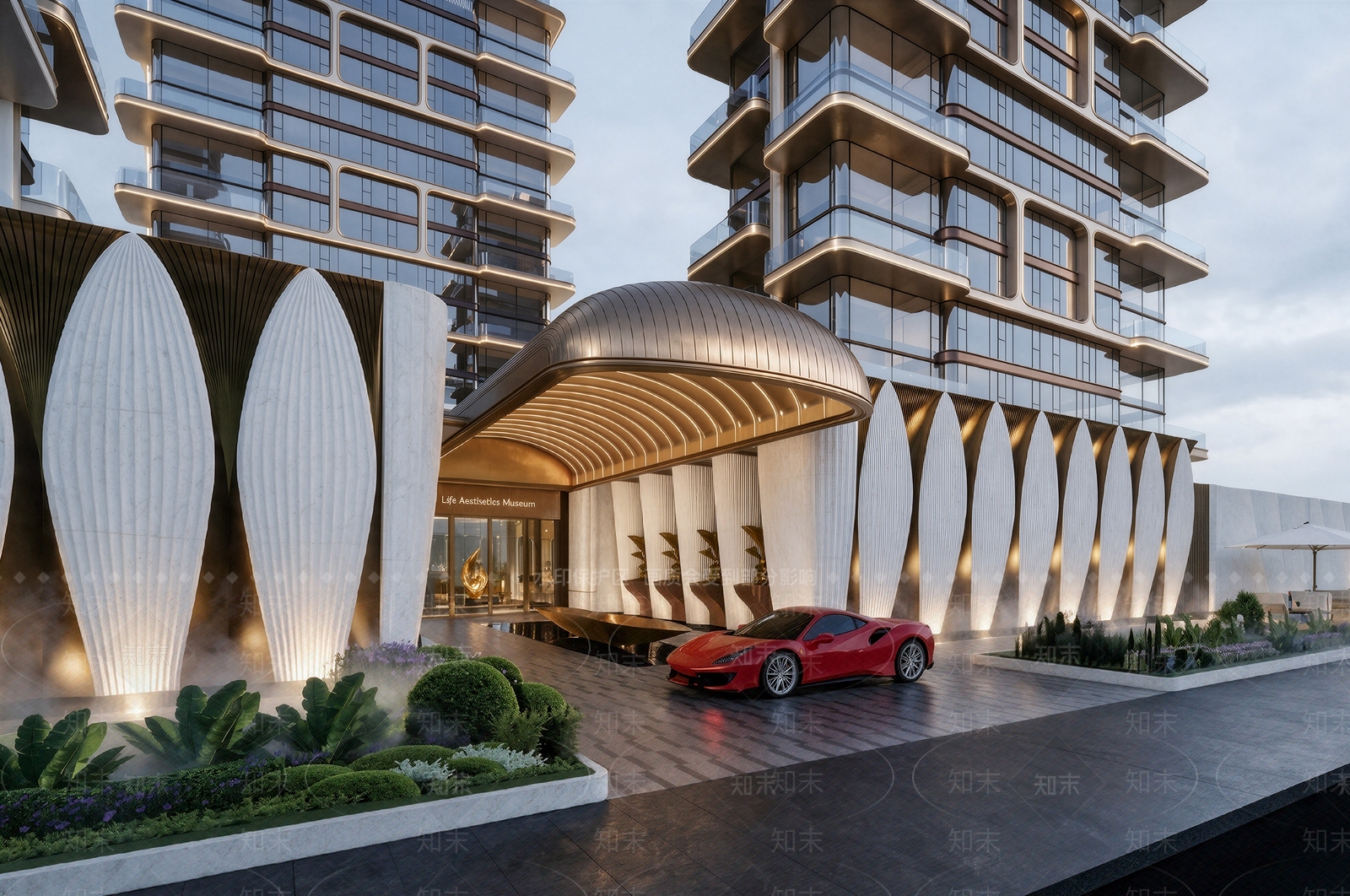 轻奢小区建筑SU模型下载【ID:1235431194】