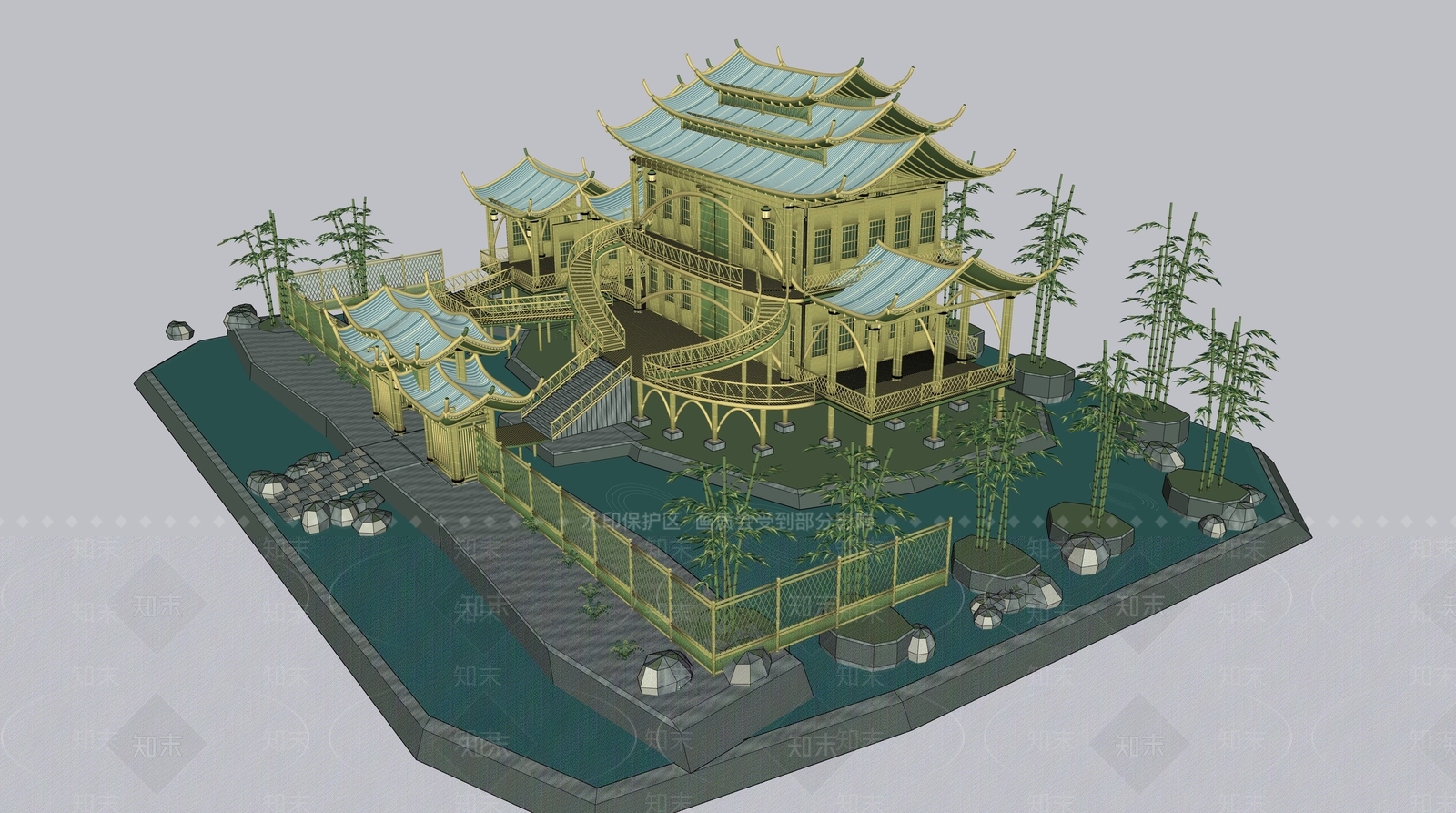 中式古建古建筑SU模型下载【ID:1235432262】