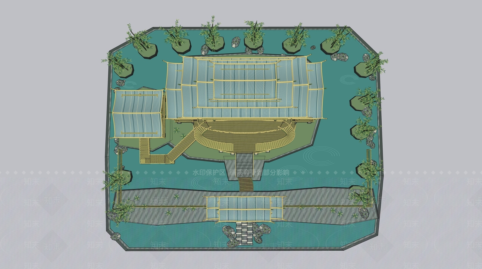 中式古建古建筑SU模型下载【ID:1235432262】