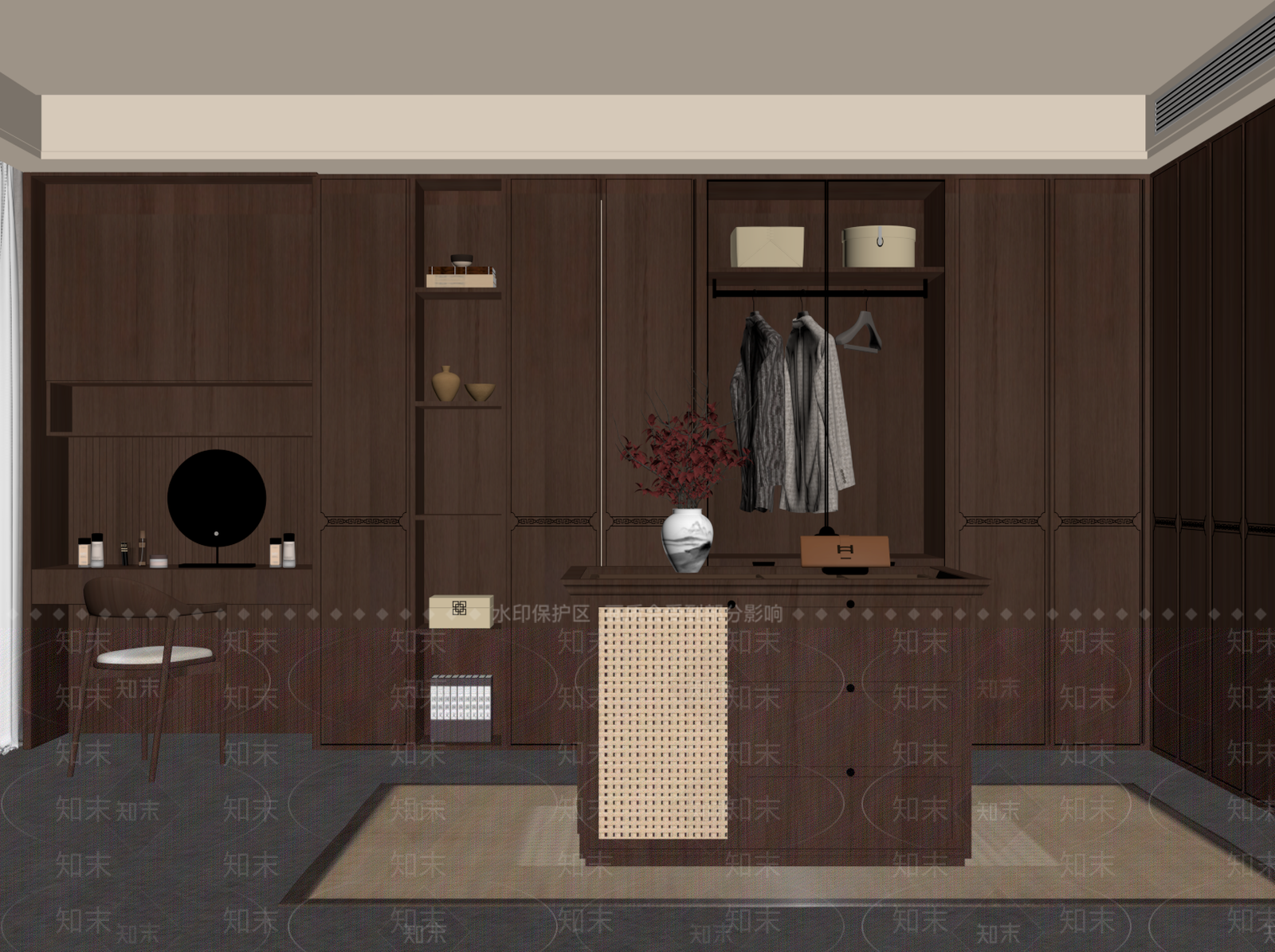 新中式衣帽间SU模型下载【ID:1235432009】
