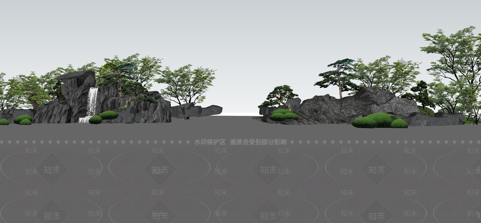 新中式景观假山SU模型下载【ID:1235433380】