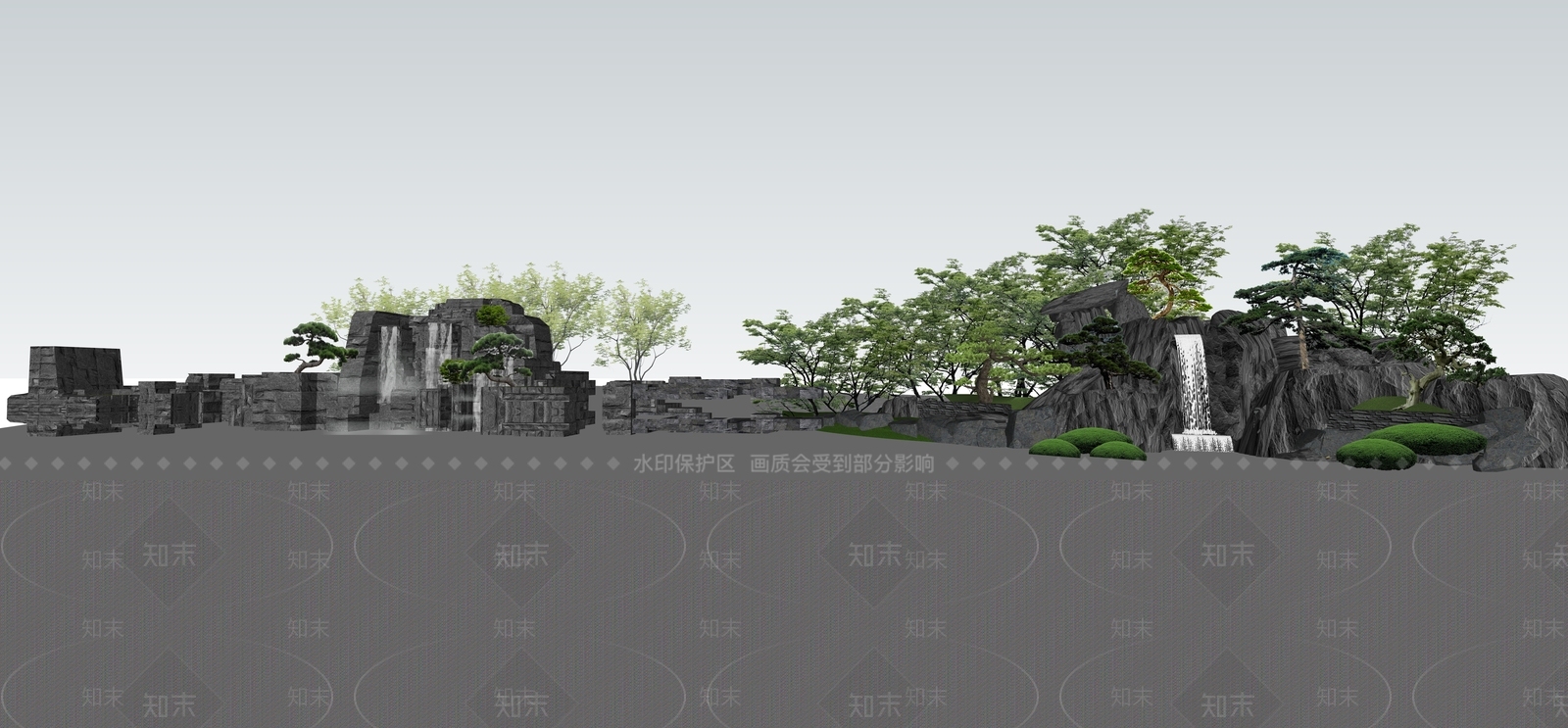 新中式景观假山SU模型下载【ID:1235433380】