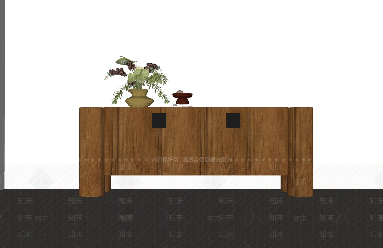 原木风玄关柜SU模型下载【ID:1235434056】