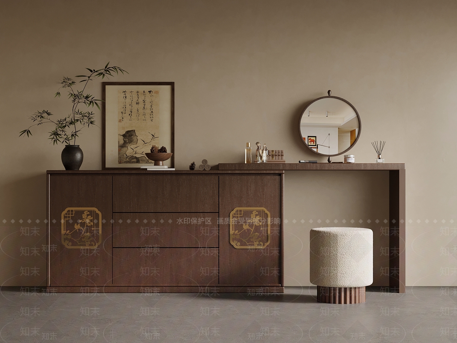 梳妆台SU模型下载【ID:1235434153】