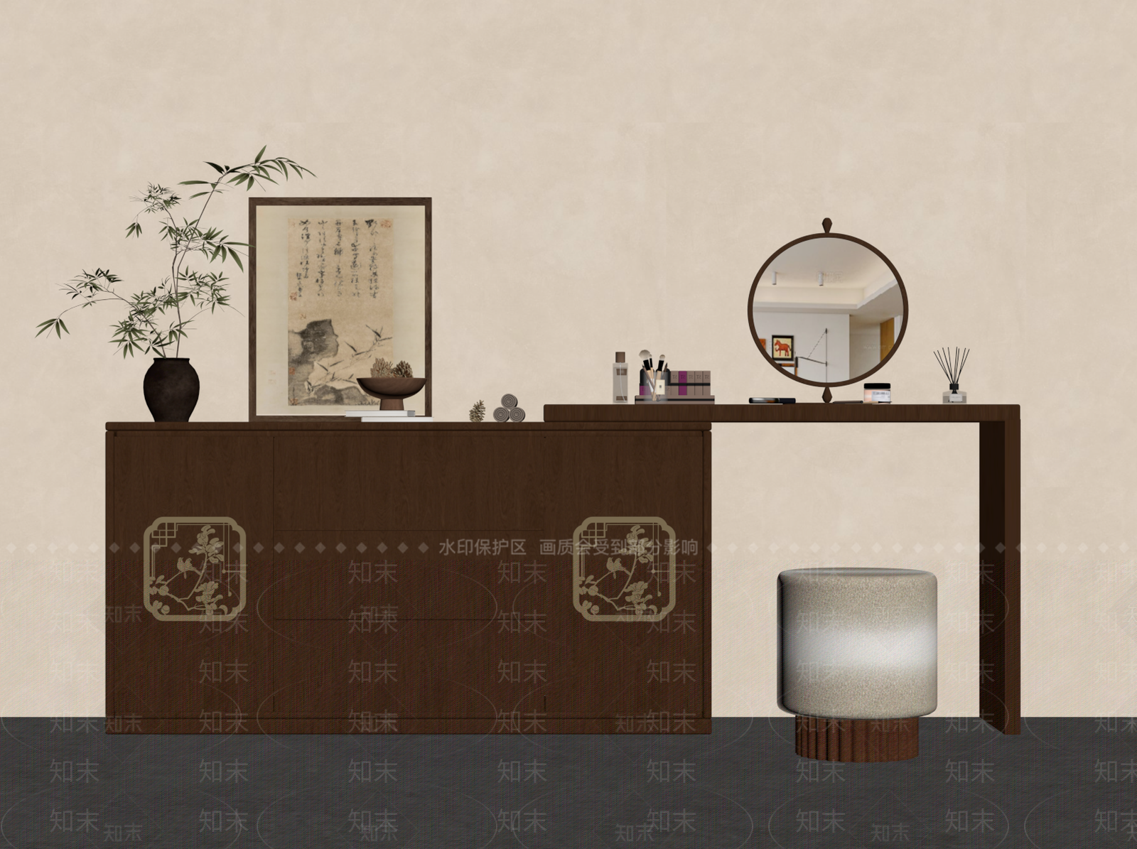 梳妆台SU模型下载【ID:1235434153】