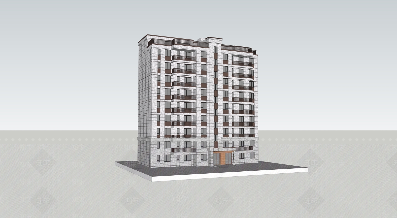现代小高层住宅楼SU模型下载【ID:1235436914】