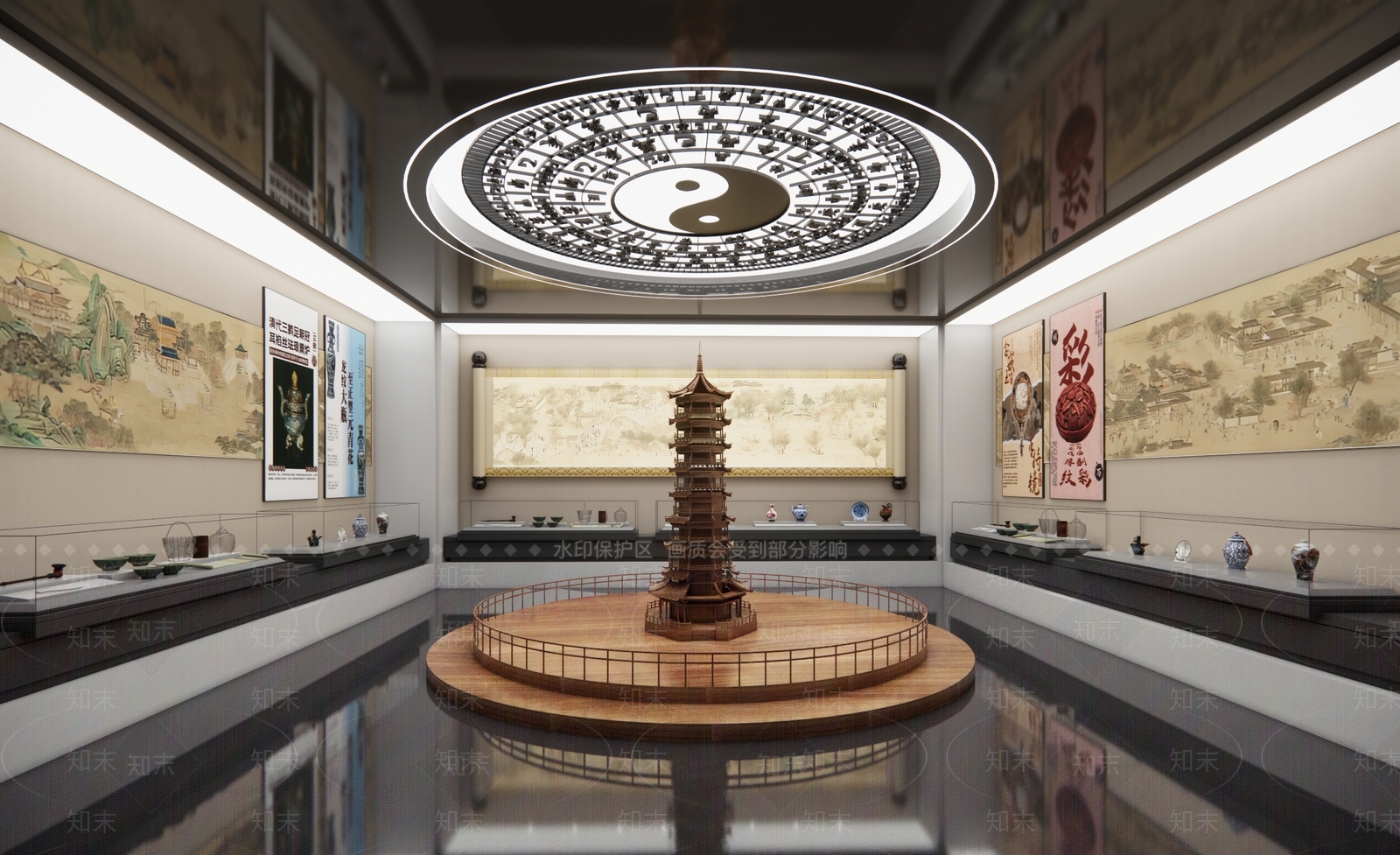 新中式文化馆SU模型下载【ID:1235450377】