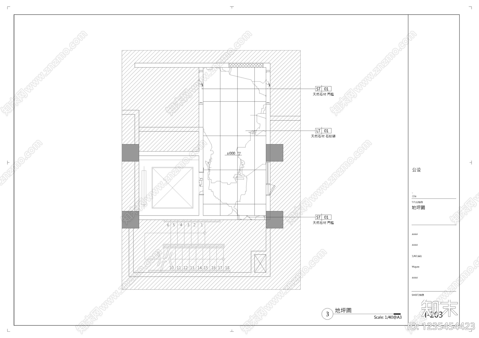电梯厅cad施工图下载【ID:1235454423】