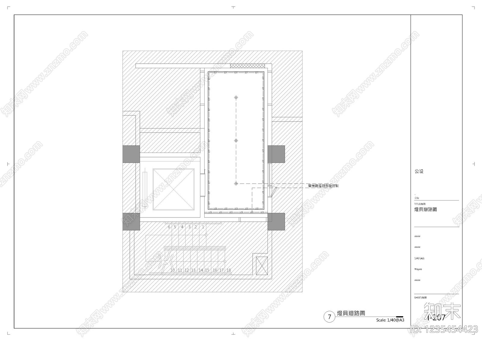 电梯厅cad施工图下载【ID:1235454423】