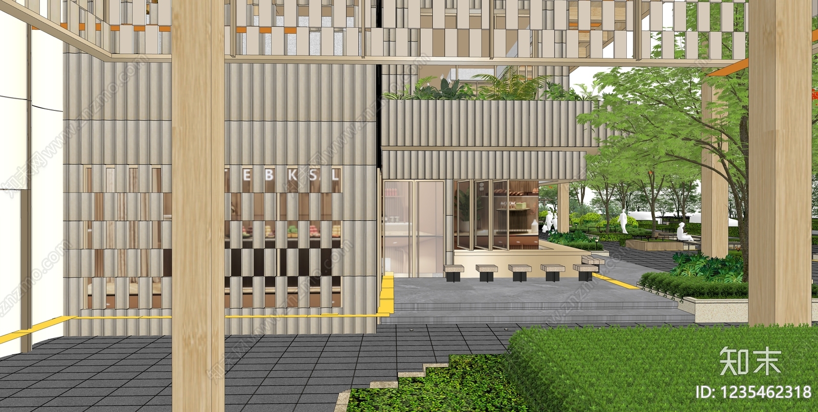 现代主义商业综合体景观SU模型下载【ID:1235462318】