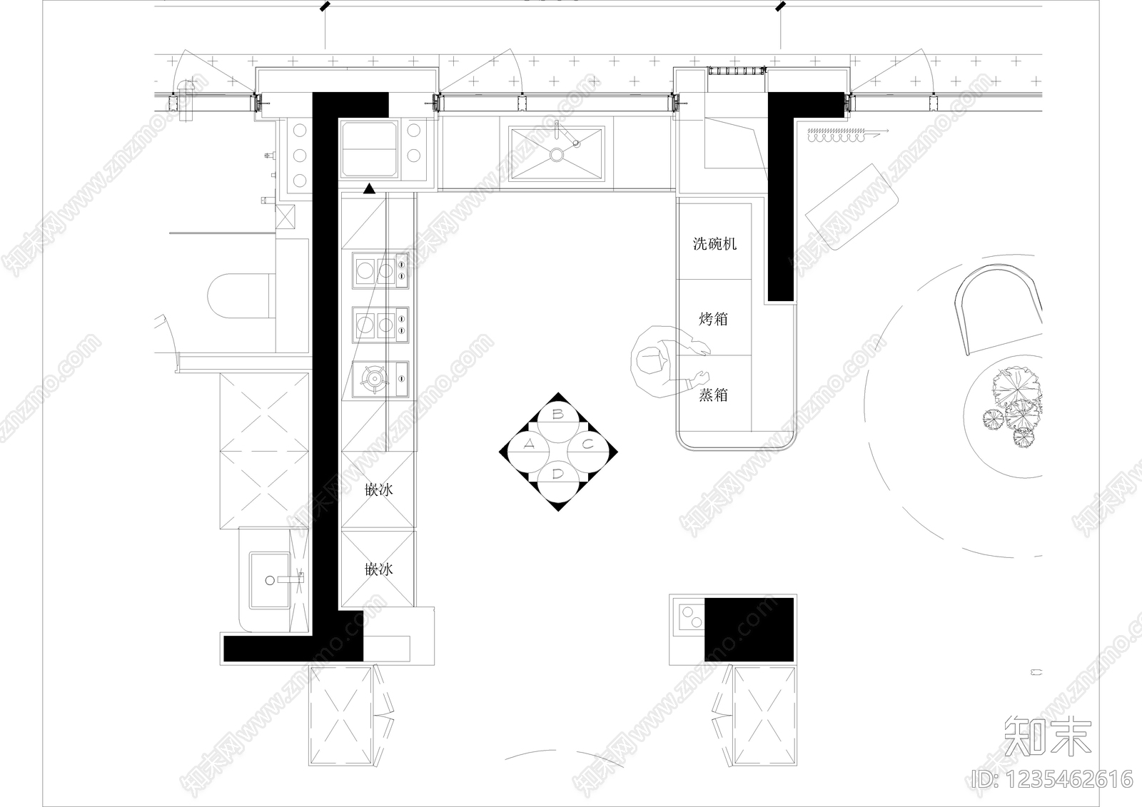 厨房cad施工图下载【ID:1235462616】