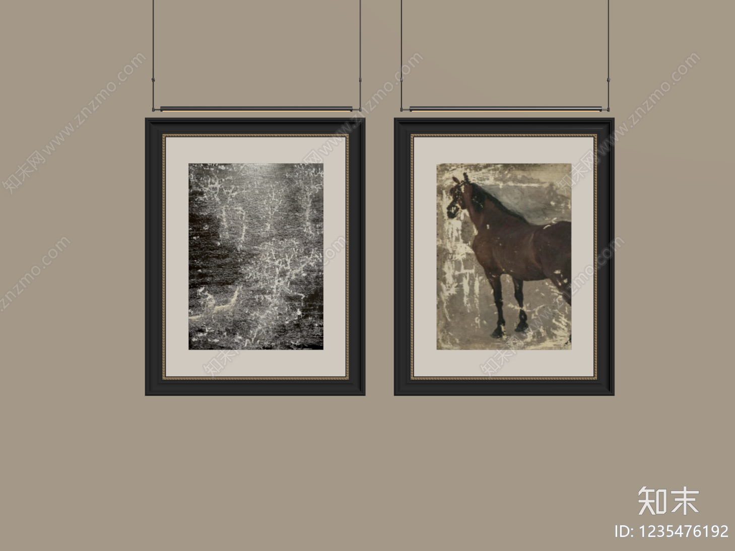 中古风挂画组合SU模型下载【ID:1235476192】