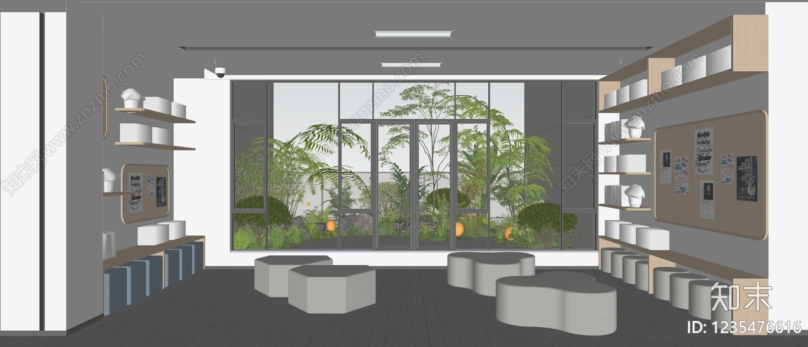 现代简约阅览室SU模型下载【ID:1235476616】