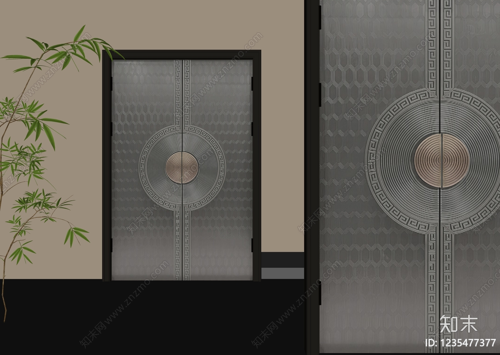 新中式双开门SU模型下载【ID:1235477377】