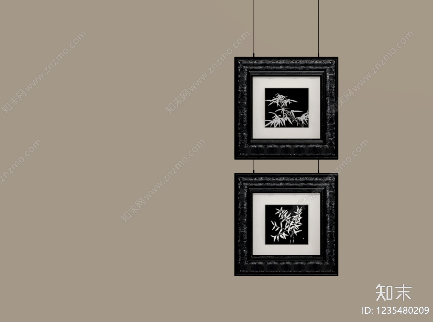 新中式挂画组合SU模型下载【ID:1235480209】