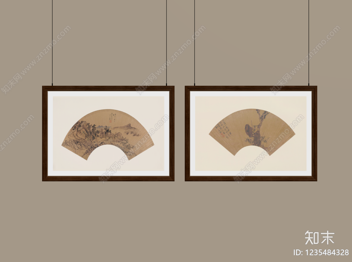 新中式挂画组合SU模型下载【ID:1235484328】