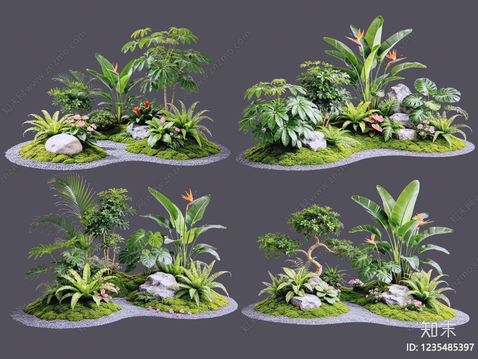 新中式景观花境SU模型下载【ID:1235485397】