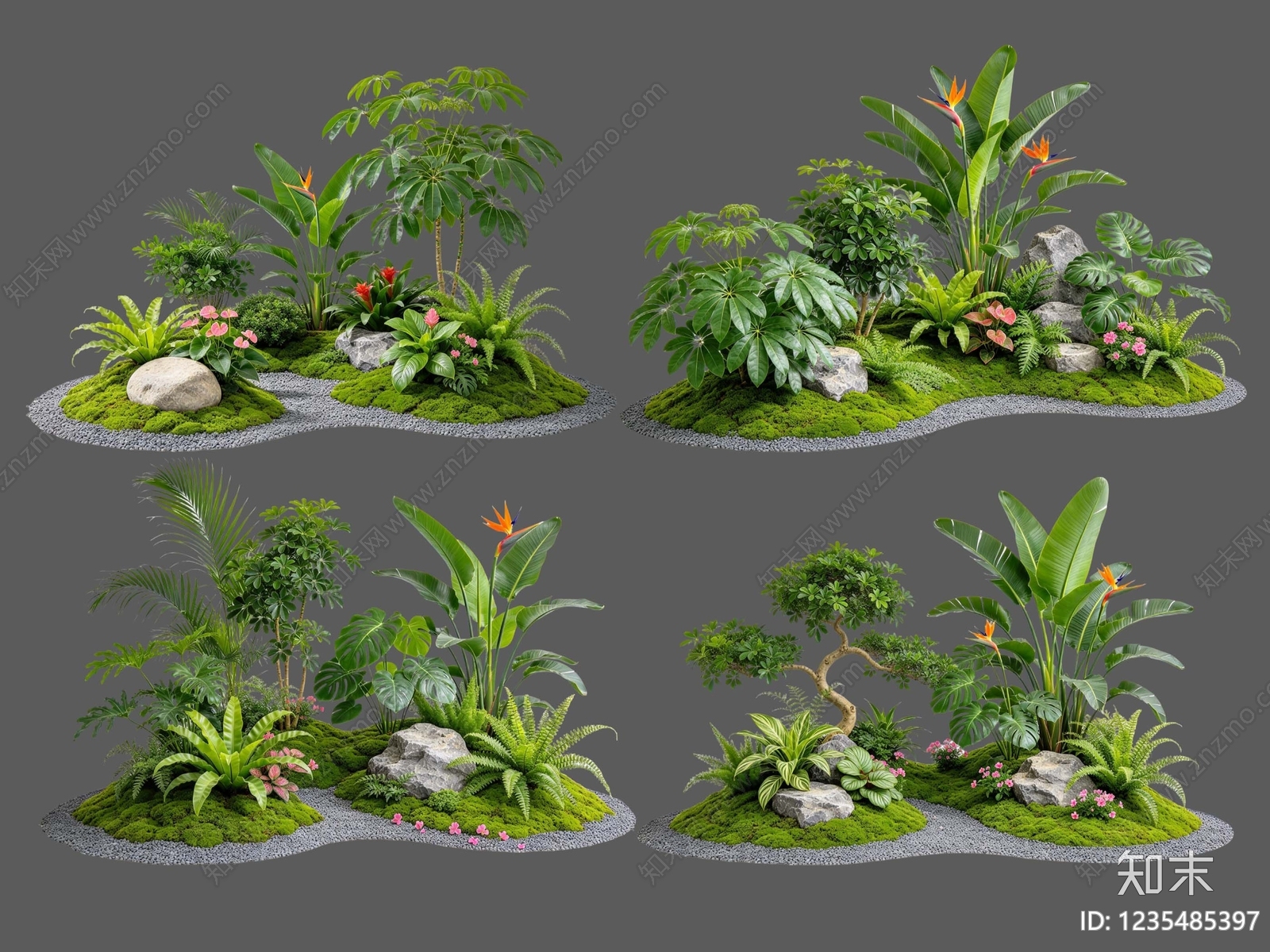新中式景观花境SU模型下载【ID:1235485397】